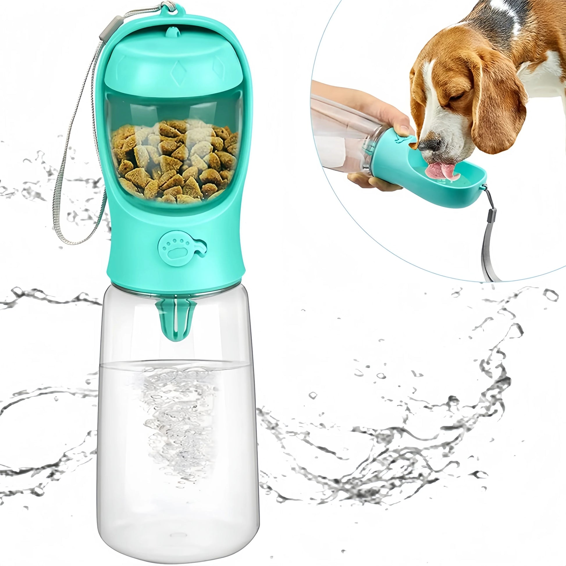 Gourde de voyage pour animaux avec gamelle intégrée